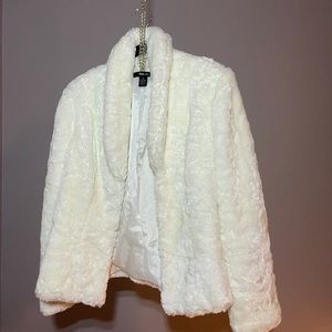 Style & Co. off white color faux fur coat